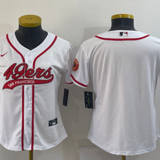 Women San Francisco 49ers Blank White With Patch Cool Base Stitched Baseball Jersey