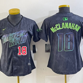 Women Tampa Bay Rays #18 Shane McClanahan Charcoal 2024 City Connect Limited Stitched Baseball Jersey