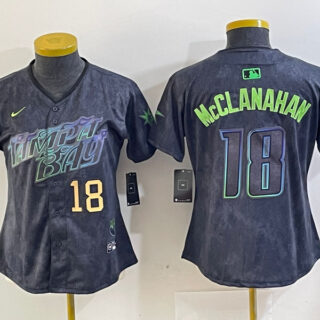 Women Tampa Bay Rays #18 Shane McClanahan Charcoal 2024 City Connect Limited Stitched Baseball Jersey