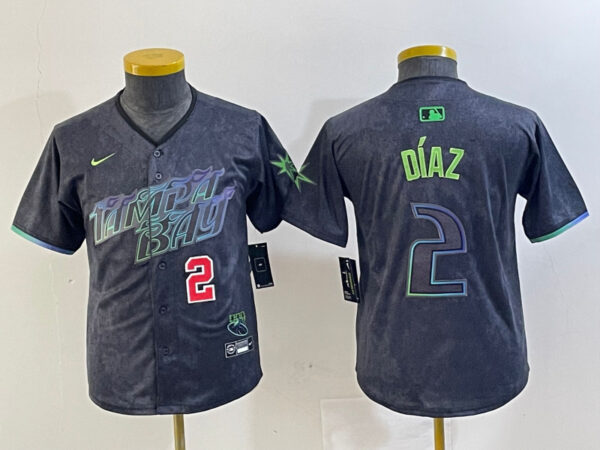 Women Tampa Bay Rays #2 Yandy Díaz Charcoal 2024 City Connect Limited Stitched Baseball Jersey