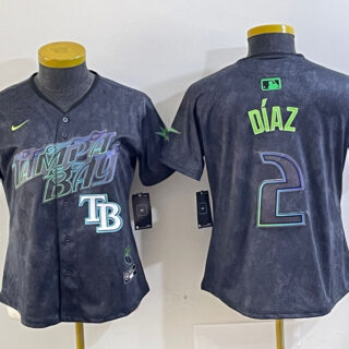 Women Tampa Bay Rays #2 Yandy Díaz Charcoal 2024 City Connect Limited Stitched Baseball Jersey