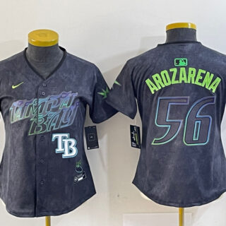 Women Tampa Bay Rays #56 Randy Arozarena Charcoal 2024 City Connect Limited Stitched Baseball Jersey