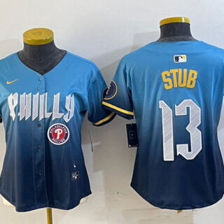 Women's Philadelphia Phillies #13 Stub Blue 2024 City Connect Limited Stitched Baseball Jerseys