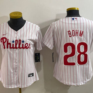 Women's Philadelphia Phillies #28 Alec Bohm White 2022 World Series Cool Base Stitched jerseys