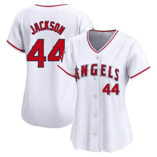 Women's Los Angeles #44 Angels Reggie Jackson White Home Jersey Limited