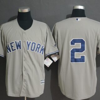 Yankees 2 Derek Jeter Gray Cool Base Jersey