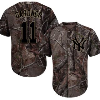 Yankees #11 Brett Gardner Camo Realtree Collection Cool Base Stitched Baseball Jersey
