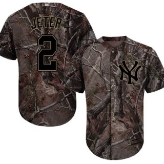 Yankees #2 Derek Jeter Camo Realtree Collection Cool Base Stitched Baseball Jersey