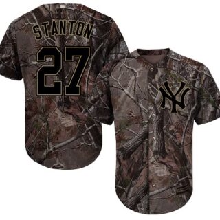 Yankees #27 Giancarlo Stanton Camo Realtree Collection Cool Base Stitched Youth Baseball Jersey