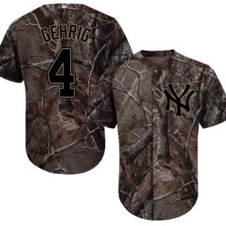 Yankees #4 Lou Gehrig Camo Realtree Collection Cool Base Stitched Baseball Jersey