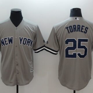 Yankees 25 Gleyber Torres Gray Cool Base Replica Player Jersey