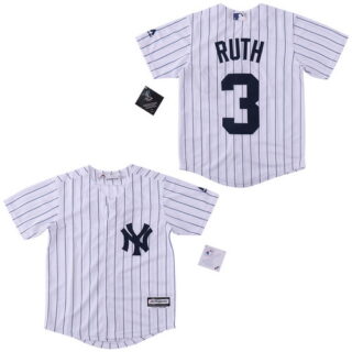 Yankees 3 Babe Ruth White Cool Base Jersey