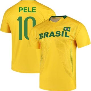 Youth #10 Pele Brazil National Team Jersey
