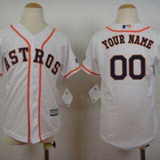 Youth's Houston Astros Customized Home White MLB Cool Base Jersey