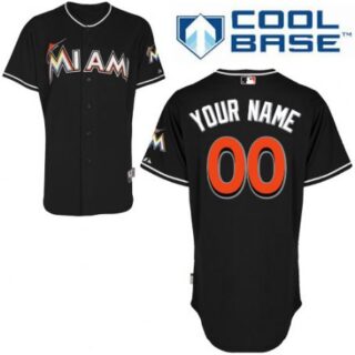 Youth's Miami Marlins Black Customized Jersey