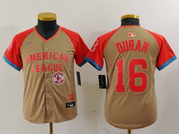 Youth American League #16 Jarren Duran Cream 2024 All-Star Limited Stitched Jerseys