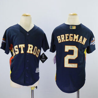 Youth Astros 2 Alex Bregman Navy Youth 2018 Gold Program Cool Base Jersey