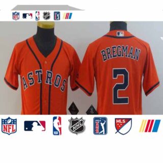Youth Astros 2 Alex Bregman Orange Youth Cool Base Jersey