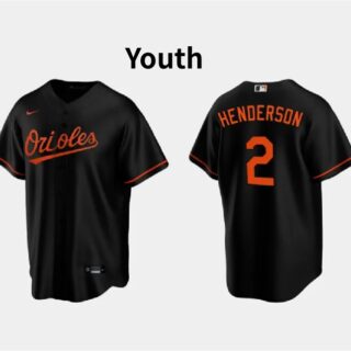 Youth Baltimore Orioles #2 Gunnar Henderson Black Cool Base Stitched Jersey