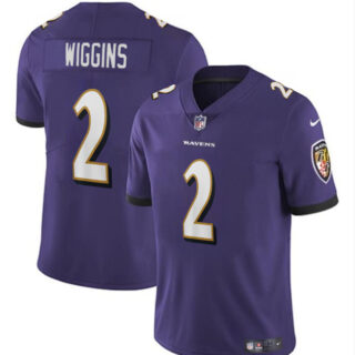 Youth Baltimore Ravens #2 Nate Wiggins Purple 2024 Draft Vapor Limited Football Jersey