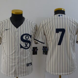 Youth Chicago White Sox #7 Tim Anderson 2021 Cream Field of Dreams Cool Base Stitched Nike Jersey