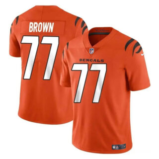 Youth Cincinnati Bengals #77 Trent Brown Orange Vapor Untouchable Limited Stitched Jersey