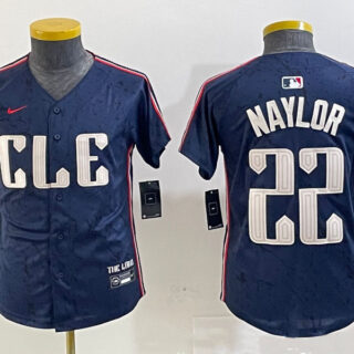 Youth Cleveland Guardians #22 Josh Naylor Navy 2024 City Connect Limited Stitched Jerseys