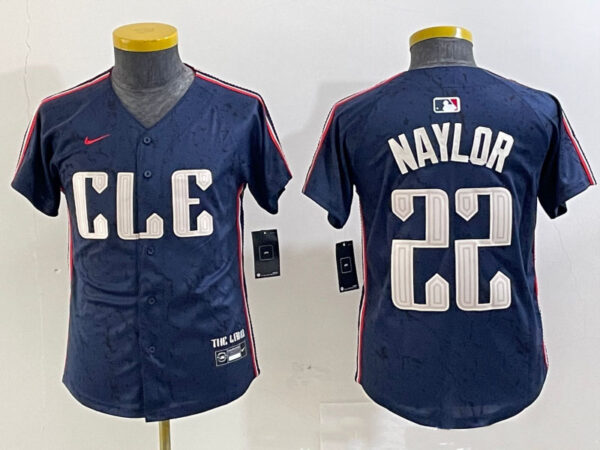 Youth Cleveland Guardians #22 Josh Naylor Navy 2024 City Connect Limited Stitched Jerseys