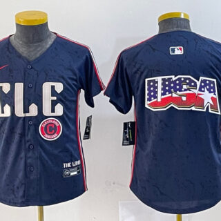 Youth Cleveland Guardians Team Big Logo Navy 2024 City Connect Stitched Baseball Jerseys