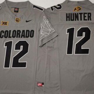 Youth Colorado Buffaloes #12 Travis Hunter Grey 2024 With Big 12 XII Patch 2024 F.U.S.E. Stitched Football Jersey