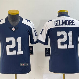 Youth Dallas Cowboys #21 Stephon Gilmore Navy Thanksgiving Limited Stitched Football Jersey