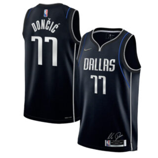 Youth Dallas Mavericks #77 Luka Doncic Navy 75th Anniversary Stitched Basketball Jersey
