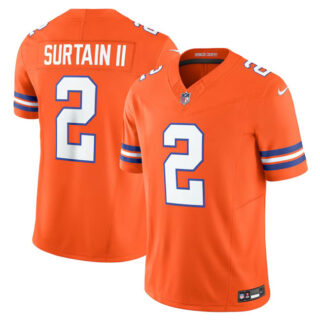 Youth Denver Broncos #2 Pat Surtain II Orange F.U.S.E. Mile High Collection 1977 Throwback Vapor Limited Stitched Football Jersey