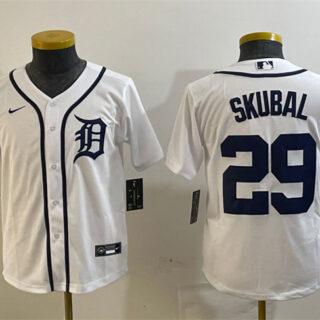Youth Detroit Tigers #29 Tarik Skubal White Cool Base Stitched Baseball Jersey