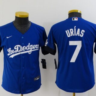 Youth Dodgers 7 Julio Urias Royal Youth 2021 City Connect Cool Base Jersey
