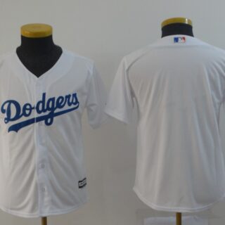 Youth Dodgers Blank White Youth Cool Base Jersey