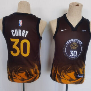 Youth Golden State Warriors #30 Stephen Curry 2022 2023 Black City Edition Stitched Basketball Jersey
