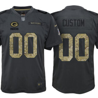 Youth Green Bay Packers Anthracite Customized Camo 2016 Salute to Service Jersey