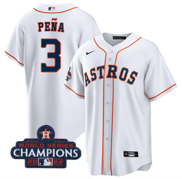 Youth Houston Astros #3 Jeremy PeNa White 2022 World Series Champions Home Stitched BaseballJersey