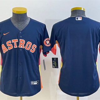 Youth Houston Astros Blank Navy With Patch Cool Base Stitched Jersey
