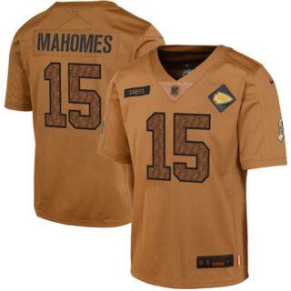 Youth Kansas City Chiefs #15 Patrick Mahomes 2023 Brown Salute To Service Limited Stitched Football Jersey
