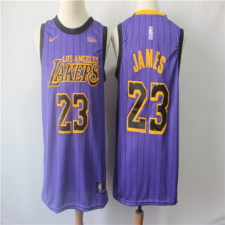 Youth Lakers 23 Lebron James Purple 2018-19 City Edition Nike Swingman Jersey