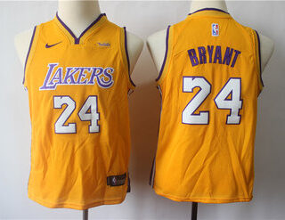 Youth Lakers 24 Kobe Bryant Gold Youth Nike Swingman Jersey