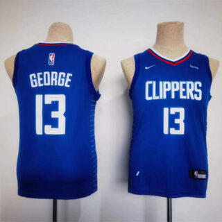 Youth Los Angeles Clippers #13 Paul George Royal Stitched Basketball Jersey