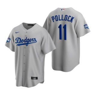 Youth Los Angeles Dodgers 11 A.J. Pollock Gray 2020 World Series Champions Replica Jersey