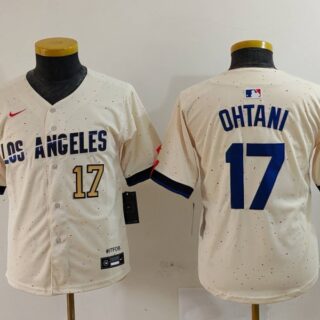 Youth Los Angeles Dodgers #17 Shohei Ohtani Cream Stitched Baseball Jerseys