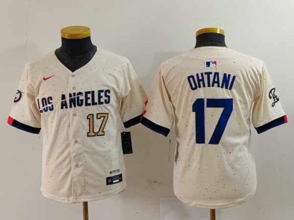 Youth Los Angeles Dodgers #17 Shohei Ohtani Cream Stitched Baseball Jerseys