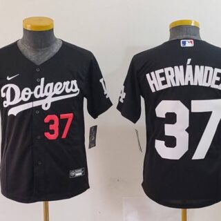 Youth Los Angeles Dodgers #37 Teoscar Hernandez Black Stitched Baseball Jerseys