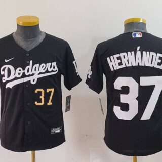 Youth Los Angeles Dodgers #37 Teoscar Hernandez Black Stitched Baseball Jerseys
