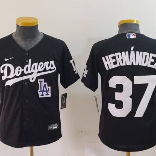 Youth Los Angeles Dodgers #37 Teoscar Hernandez Black Stitched Baseball Jerseys